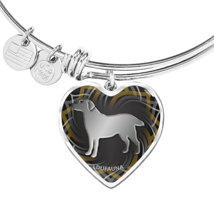 Black Labrador Silhouette Heart Bangle Bracelet D17 - Dufauna - Topfauna