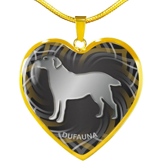 Black Labrador Silhouette Heart Necklace D17 - Dufauna - Topfauna