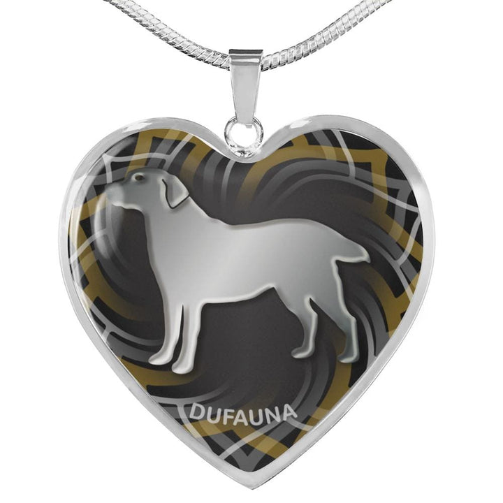 Black Labrador Silhouette Heart Necklace D17 - Dufauna - Topfauna