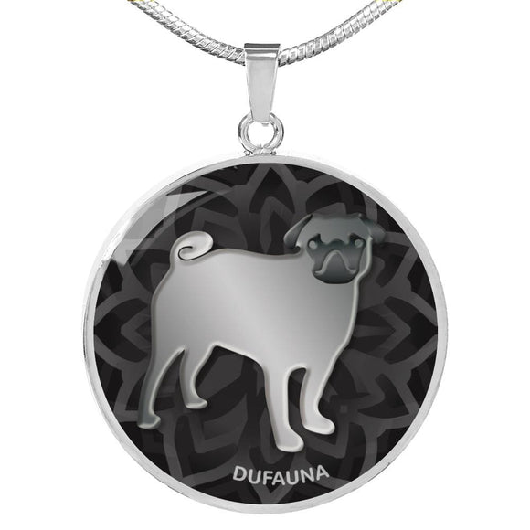 Black Pug Silhouette Necklace D18 - Dufauna - Topfauna
