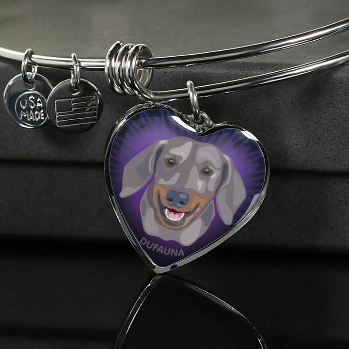 Blue And Tan Coat Dachshund Dark-Purple Heart Bangle Bracelet D16 - Dufauna - Topfauna