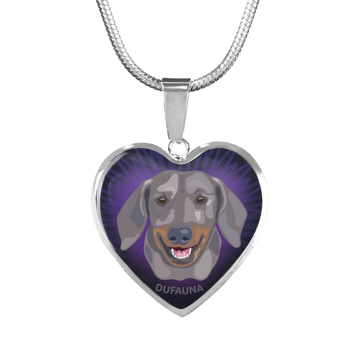 Blue And Tan Coat Dachshund Dark-Purple Heart Necklace D16 - Dufauna - Topfauna