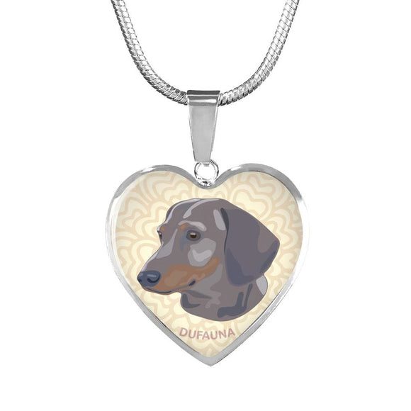 Blue And Tan Coat Dachshund Ivory White Heart Necklace D15 - Dufauna - Topfauna