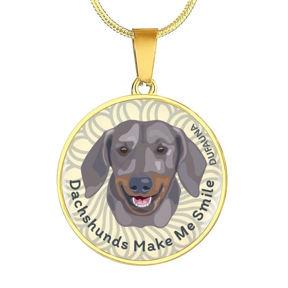 Blue And Tan Coat/white Dachshunds Make Me Smile Necklace D19 - Dufauna - Topfauna