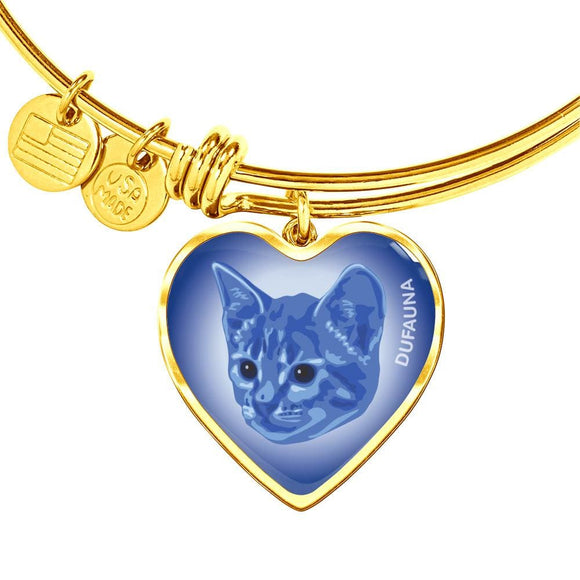 Blue Cat Profile Heart Bangle Bracelet D12 - Dufauna - Topfauna