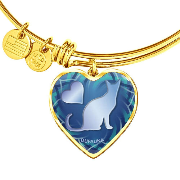 Blue Cat Silhouette Heart Bangle Bracelet D17 - Dufauna - Topfauna