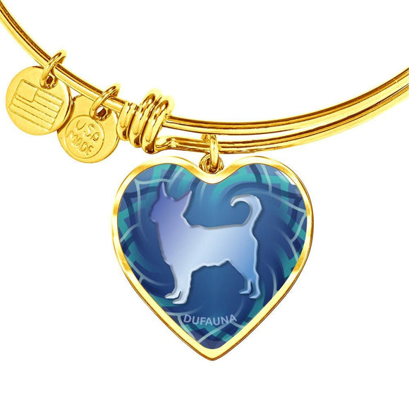 Blue Chihuahua Silhouette Heart Bangle Bracelet D17 - Dufauna - Topfauna