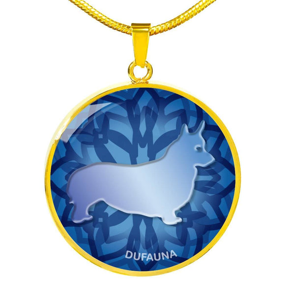 Blue Corgi Silhouette Necklace D18 - Dufauna - Topfauna