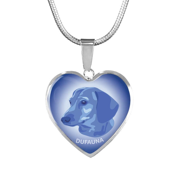 Blue Dachshund Profile Heart Necklace D12 - Dufauna - Topfauna