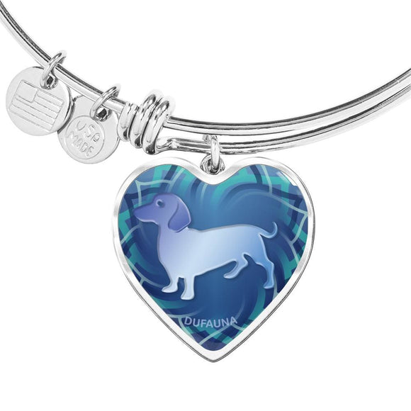 Blue Dachshund Silhouette Heart Bangle Bracelet D17 - Dufauna - Topfauna