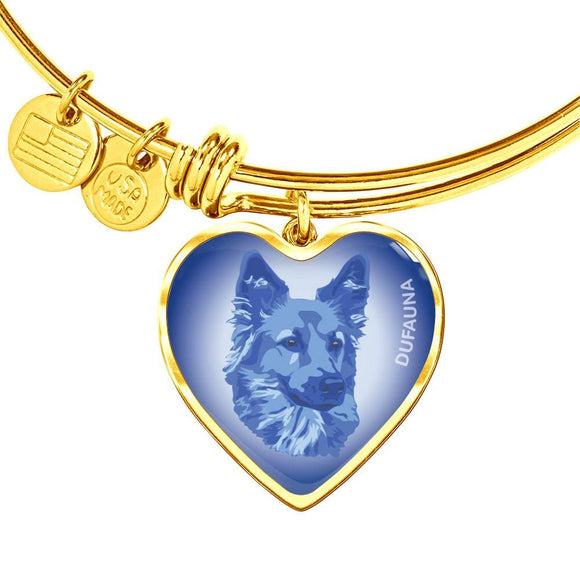 Blue Dog Profile Heart Bangle Bracelet D12 - Dufauna - Topfauna