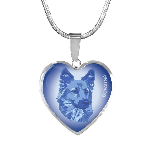 Blue Dog Profile Heart Necklace D12 - Dufauna - Topfauna