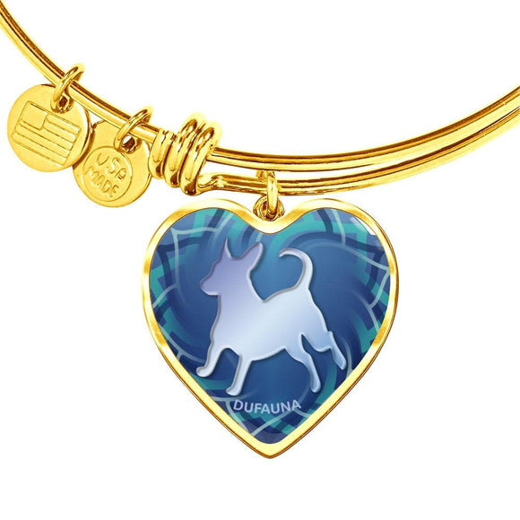 Blue Dog Silhouette Heart Bangle Bracelet D17 - Dufauna - Topfauna