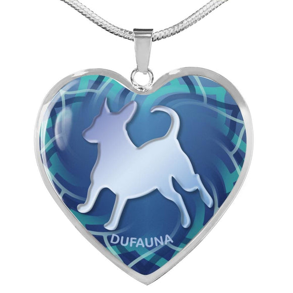 Blue Dog Silhouette Heart Necklace D17 - Dufauna - Topfauna