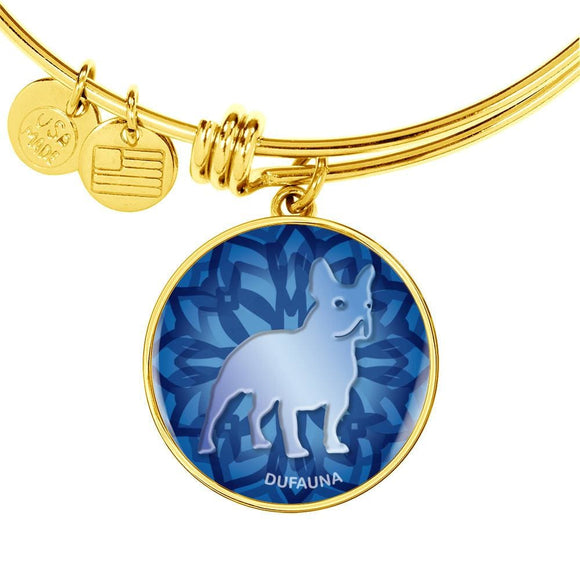 Blue French Bulldog Silhouette Bangle Bracelet D18 - Dufauna - Topfauna