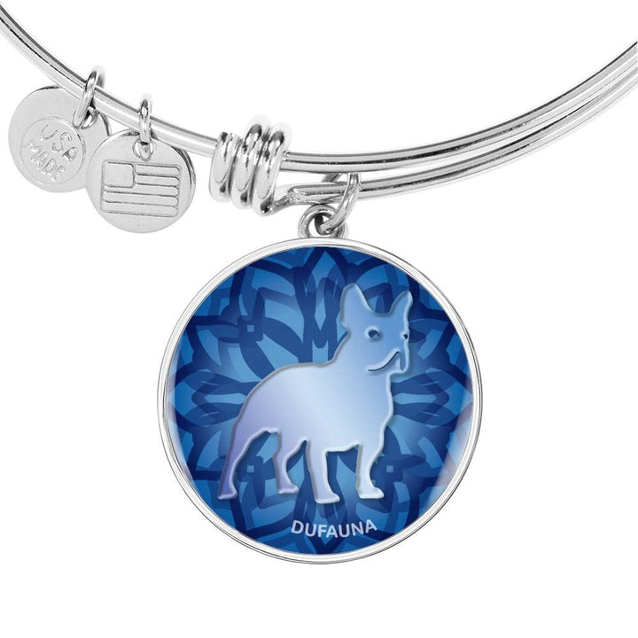 Blue French Bulldog Silhouette Bangle Bracelet D18 - Dufauna - Topfauna
