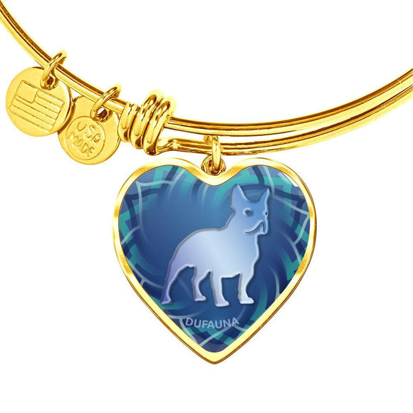 Blue French Bulldog Silhouette Heart Bangle Bracelet D17 - Dufauna - Topfauna