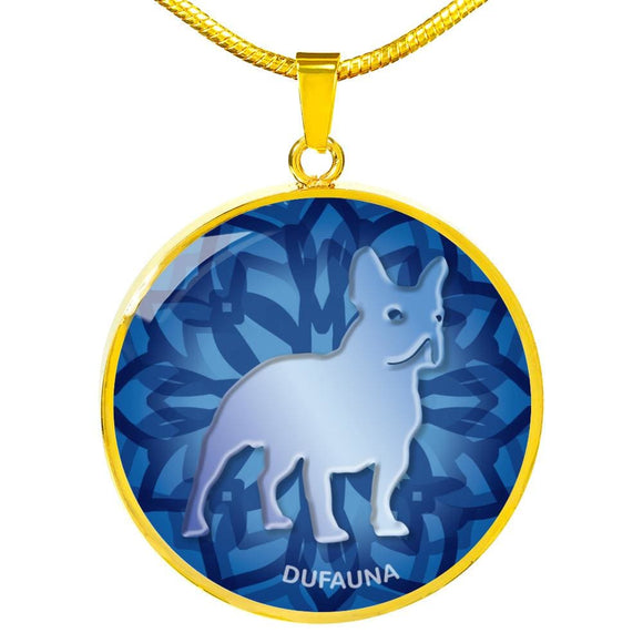 Blue French Bulldog Silhouette Necklace D18 - Dufauna - Topfauna