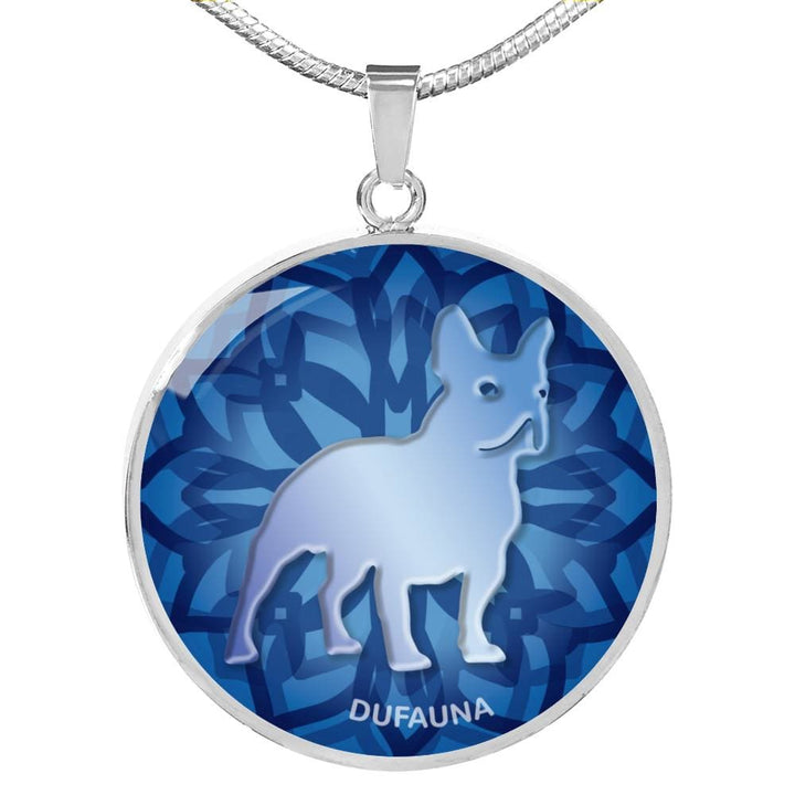 Blue French Bulldog Silhouette Necklace D18 - Dufauna - Topfauna