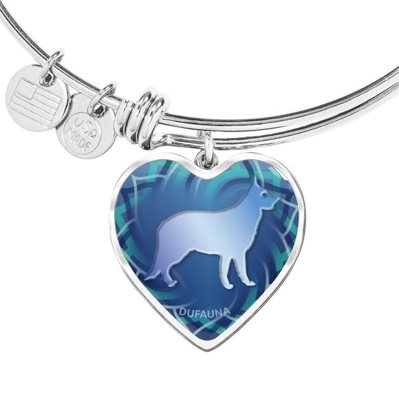 Blue German Shepherd Silhouette Heart Bangle Bracelet D17 - Dufauna - Topfauna