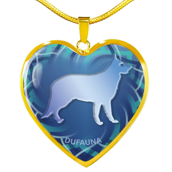 Blue German Shepherd Silhouette Heart Necklace D17 - Dufauna - Topfauna