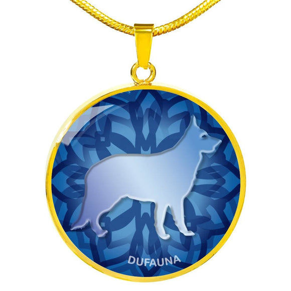 Blue German Shepherd Silhouette Necklace D18 - Dufauna - Topfauna