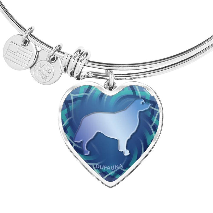 Blue Golden Retriever Silhouette Heart Bangle Bracelet D17 - Dufauna - Topfauna