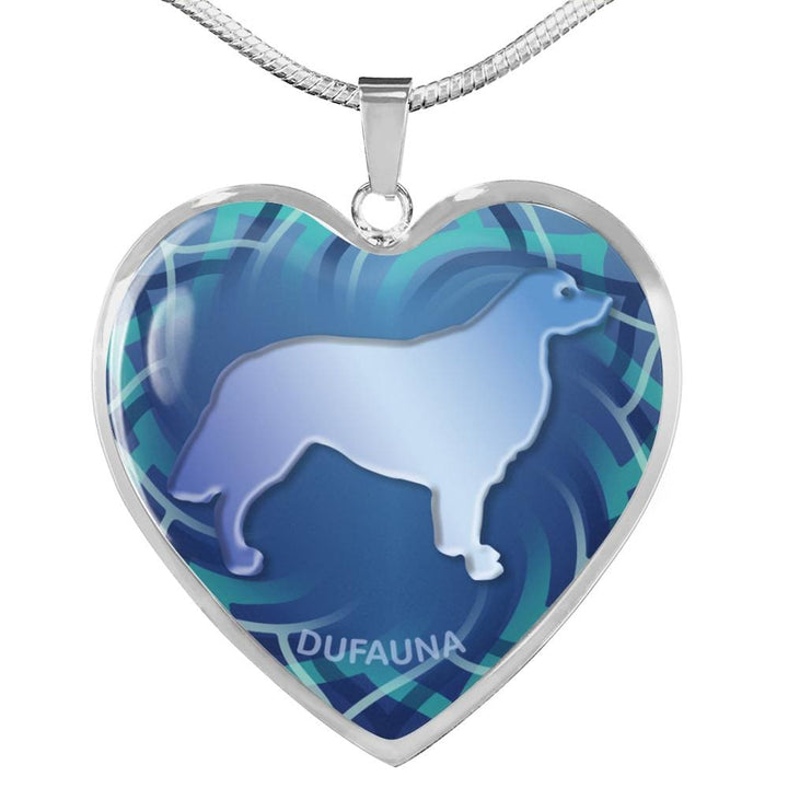 Blue Golden Retriever Silhouette Heart Necklace D17 - Dufauna - Topfauna