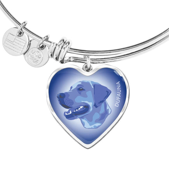 Blue Labrador Profile Heart Bangle Bracelet D12 - Dufauna - Topfauna