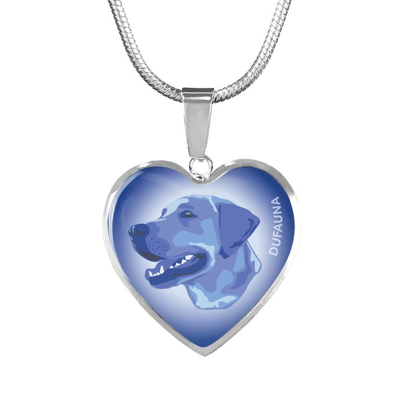 Blue Labrador Profile Heart Necklace D12 - Dufauna - Topfauna