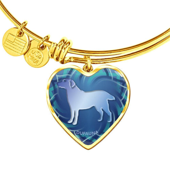 Blue Labrador Silhouette Heart Bangle Bracelet D17 - Dufauna - Topfauna