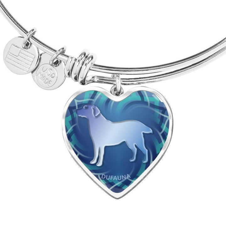 Blue Labrador Silhouette Heart Bangle Bracelet D17 - Dufauna - Topfauna