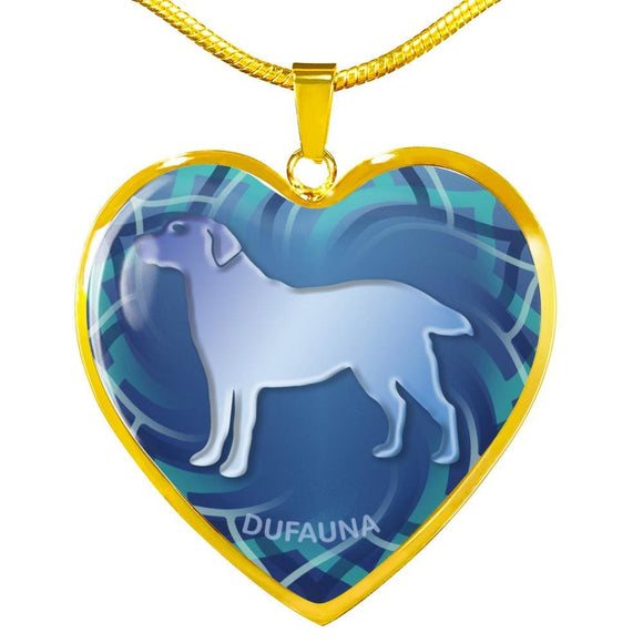 Blue Labrador Silhouette Heart Necklace D17 - Dufauna - Topfauna