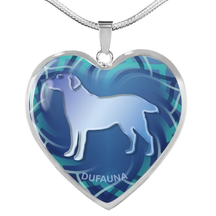 Blue Labrador Silhouette Heart Necklace D17 - Dufauna - Topfauna
