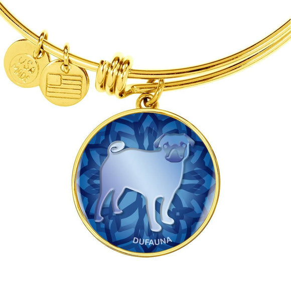 Blue Pug Silhouette Bangle Bracelet D18 - Dufauna - Topfauna