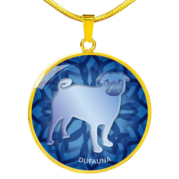 Blue Pug Silhouette Necklace D18 - Dufauna - Topfauna