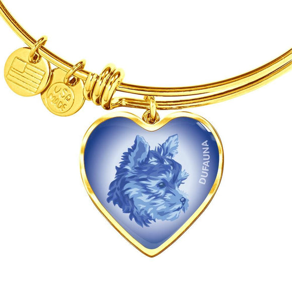 Blue Yorkie Profile Heart Bangle Bracelet D12 - Dufauna - Topfauna