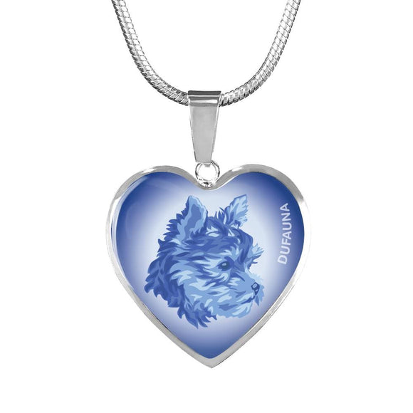 Blue Yorkie Profile Heart Necklace D12 - Dufauna - Topfauna