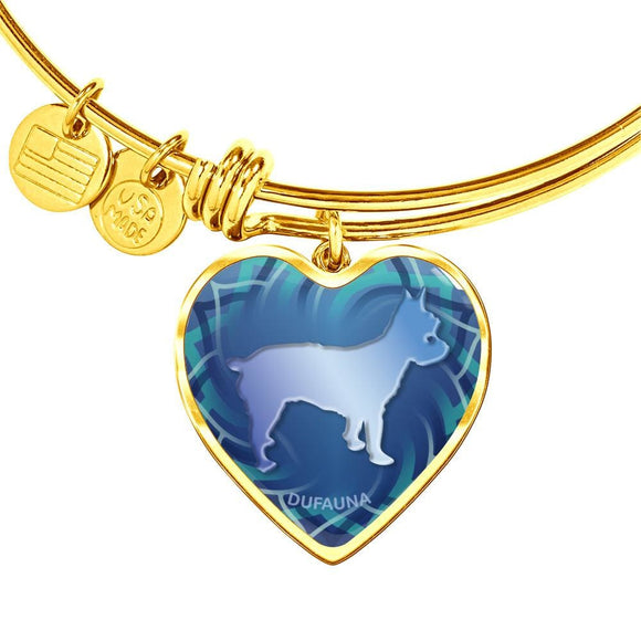 Blue Yorkie Silhouette Heart Bangle Bracelet D17 - Dufauna - Topfauna