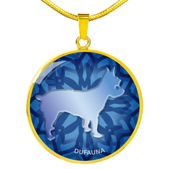 Blue Yorkie Silhouette Necklace D18 - Dufauna - Topfauna