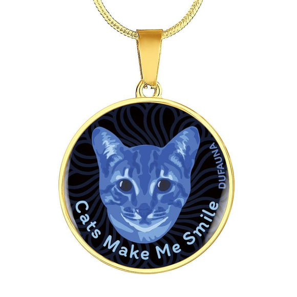 Blue/black Cats Make Me Smile Necklace D19 - Dufauna - Topfauna