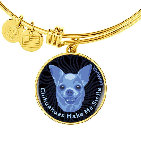 Blue/black Chihuahuas Make Me Smile Bangle Bracelet D19 - Dufauna - Topfauna