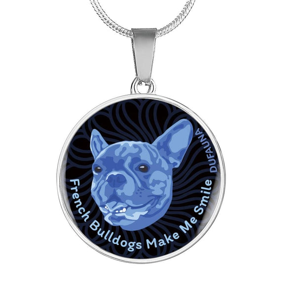 Blue/black French Bulldogs Make Me Smile Necklace D19 - Dufauna - Topfauna