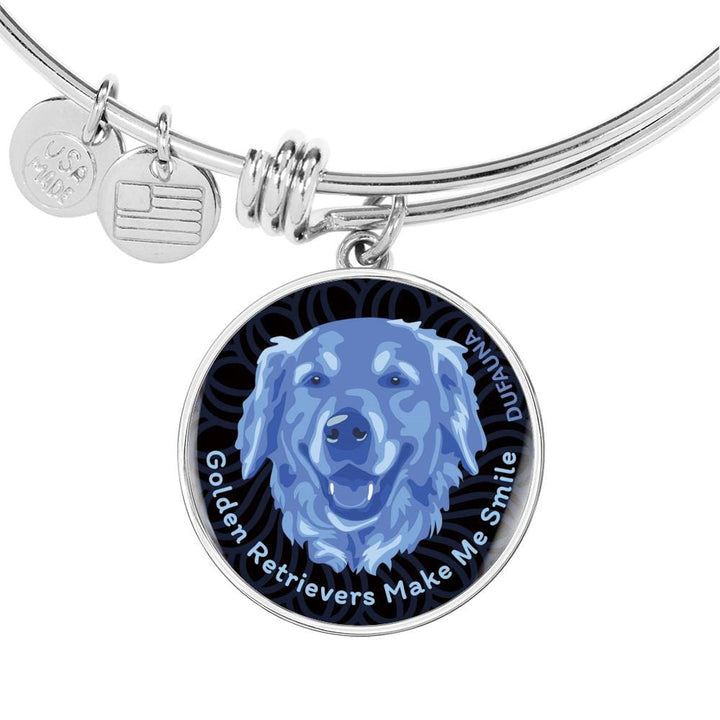 Blue/black Golden Retrievers Make Me Smile Bangle Bracelet D19 - Dufauna - Topfauna