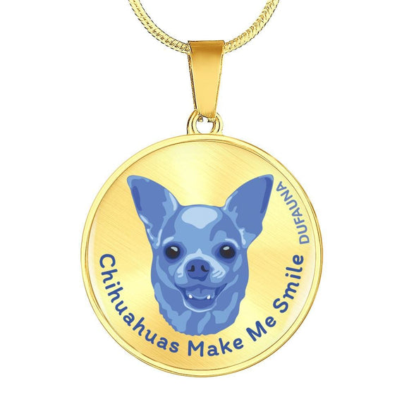 Blue/metal Chihuahuas Make Me Smile Necklace D19 - Dufauna - Topfauna