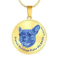 Blue/metal French Bulldogs Make Me Smile Necklace D19 - Dufauna - Topfauna