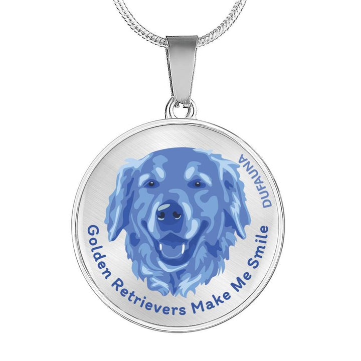 Blue/metal Golden Retrievers Make Me Smile Necklace D19 - Dufauna - Topfauna