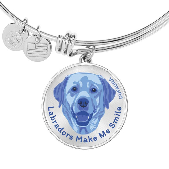 Blue/metal Labradors Make Me Smile Bangle Bracelet D19 - Dufauna - Topfauna