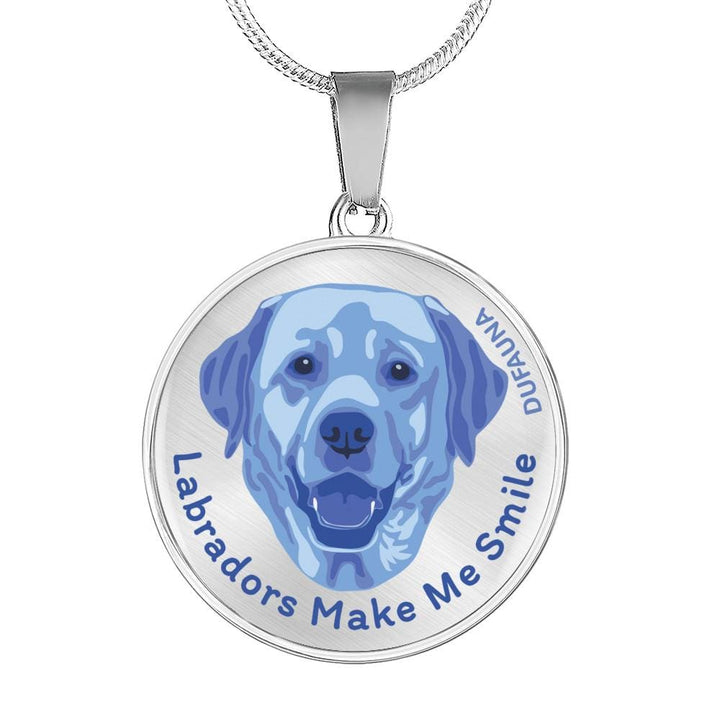 Blue/metal Labradors Make Me Smile Necklace D19 - Dufauna - Topfauna
