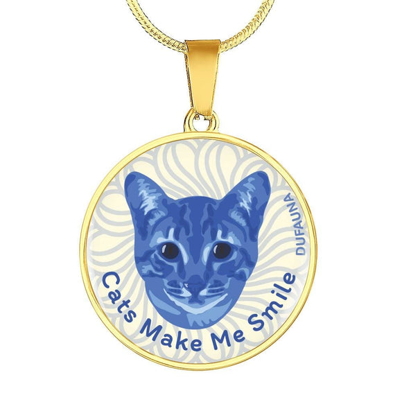 Blue/white Cats Make Me Smile Necklace D19 - Dufauna - Topfauna